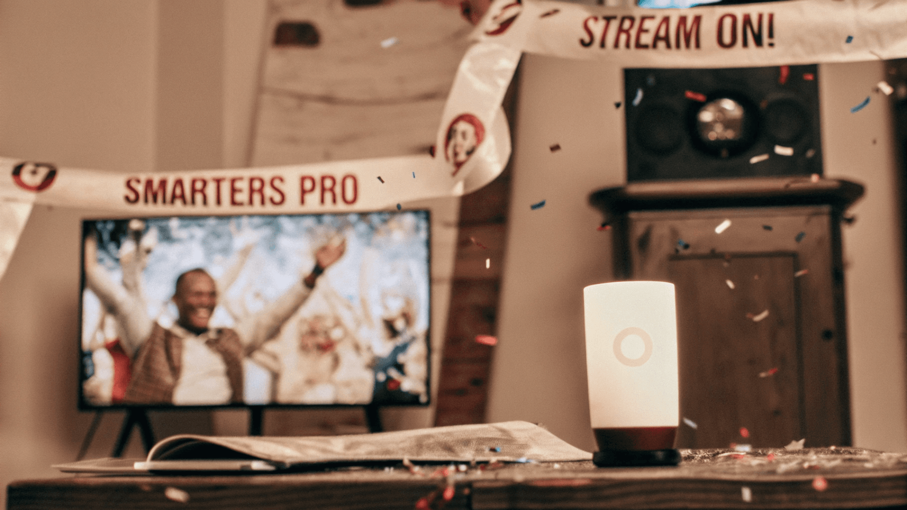 Wrapping Up IPTV Smarters Pro Fun Me waving with IPTV Smarters Pro subscription, TV victorious
