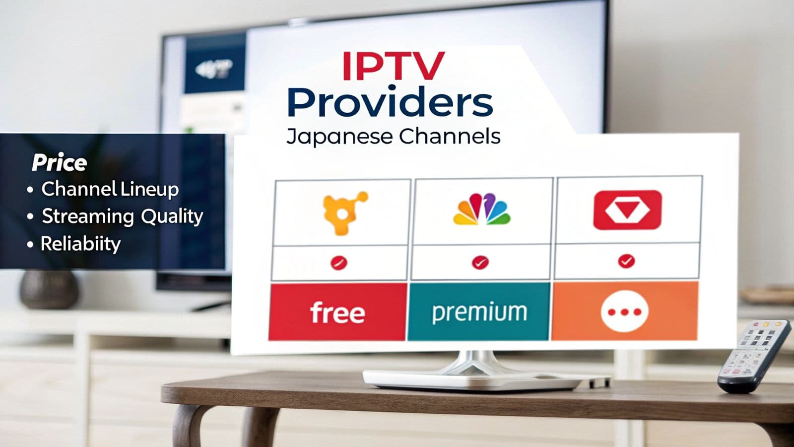 IPTV Provider Comparison for Japanese TV Infographic comparing IPTV providers for Japanese channels.